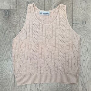Vintage Toppers 100% Cotton Knit Sweater Vest Dusty Rose Made in the USA